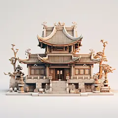 古风建筑中国风建筑古代建筑AI图数字艺术