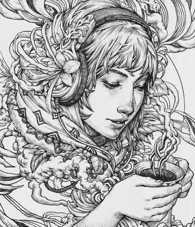 印度尼西亚自由插画师nickfilbert是一位高颜值酷酷的小哥善于用针管