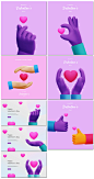 情人节快乐3D手势元素装饰海报PSD模板 Happy valentine's day with 3d hand rendering