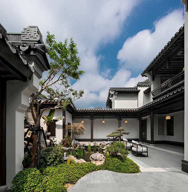 矩阵纵横：461㎡中式合院设计，清雅古韵，素璞自然！-室内设计-拓者设计吧