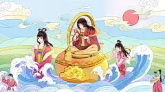 国潮风茶道茶叶文化插画海报
