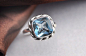 印度尼泊尔巴厘岛手工925银方形蓝色托帕石Topaz扭花复古戒指
