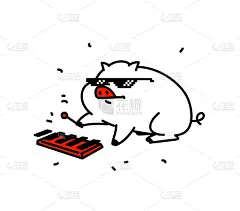 可爱的,猪,肥胖,像素化,玻璃杯,扁平化设计,祖母,轮廓,白色,概念