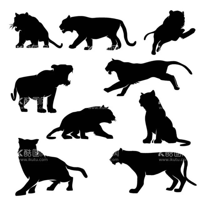 猛兽剪影 - 源文件下载【酷图网】猛兽剪影,猛兽图标,猛兽插画,卡通猛兽,老虎剪影-花瓣网