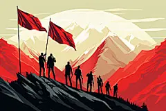 红旗插画活动元素