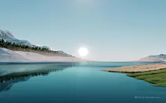 冬天的河流山坡青山绿水唯美的风景壁纸