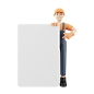 Delivery guy holding blank banner 3D Illustration