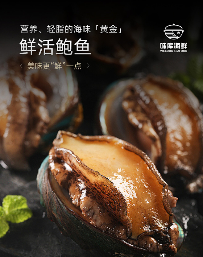 WECOOK贝类 味库鲜活大鲍鱼15-1...