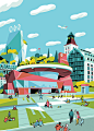 Greater Paris Authority : 5 illustrations made in a booklet for investors of "Société du Grand Paris". The Greater Paris Authority who plans to build a new subway line around Paris.