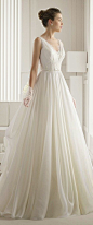 V-neck empire waist wedding dress: 