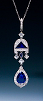 Cartier ~ Art Deco Sapphire and Diamonds Pendant Necklace
