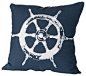 Montauk Wheel Pillow, Navy/White contemporary pillows