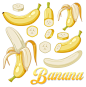 Free vector set of banana fruit cartoon
