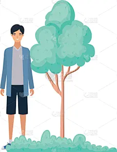 男人,地形,性格,头像,成年的,户外,春天,绿色,木制,站