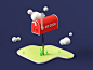 Mailbox message newsletter red concept design cute cloud mail mailbox mailing vector simple c4d 3d illustration cycles rendering illustration render 3d blender