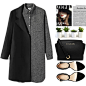 A fashion look from January 2015 featuring rouched dress, black wool coat and black high heel shoes. Browse and shop related looks.