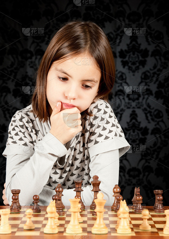 国际象棋,进行中,女孩,垂直画幅,休闲活...