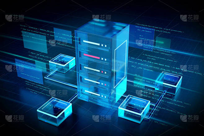 服务器抽象背景说明视图- 3D渲染