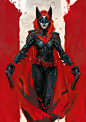 Batwoman, Daniel Kamarudin : Love the style of the current batwoman covers so i tried my hand at emulating the look. 

I was inspired by this shot, so i absolutely HAD to add the smoldering bullet holes: http://i.imgur.com/7in87eg.jpg