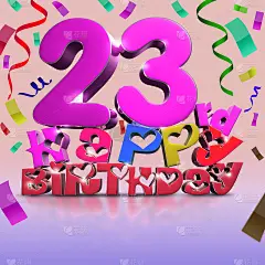 23生日快乐3d。(剪切路径)。