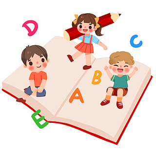卡通儿童开学季学校学习英语卡通人物素材