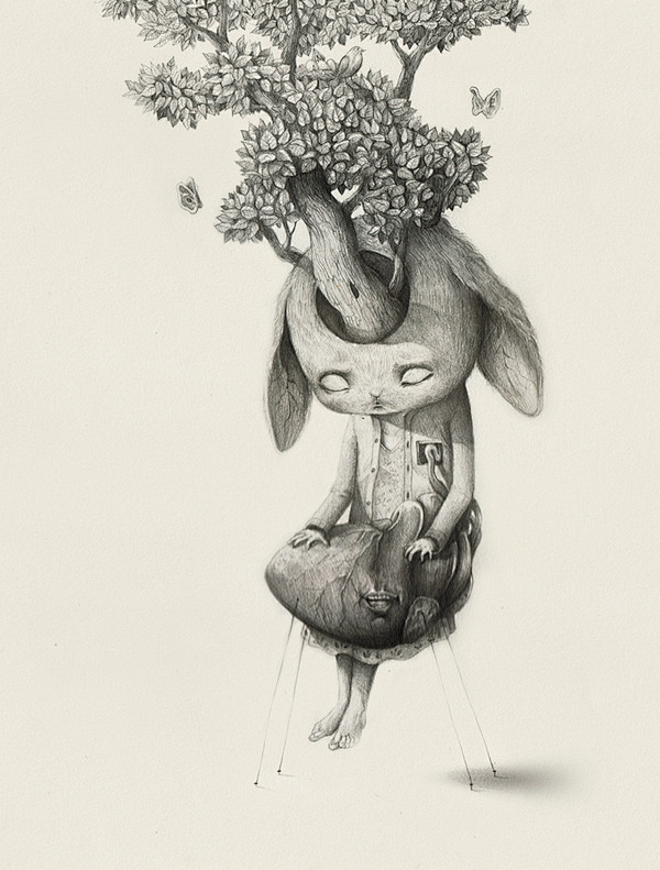 KINCY 诡异哀伤束缚下的兔子插画[1...