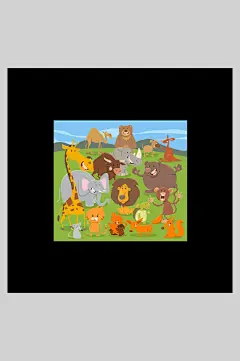 时尚卡通创意高端大气动物园插画