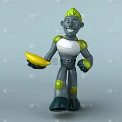 绿色机器人- 3D插图