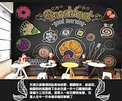 黑板粉笔西餐厅汉堡无缝大型壁画饭店咖啡馆酒吧壁纸沙发背景墙纸-淘宝网
