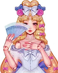 #少女动漫#画师『somesad_draw』的迪士尼公主韩服系列插画绘画作品