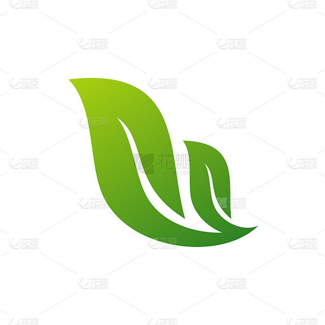 绿叶设计矢量模板。现代叶片设计理念。