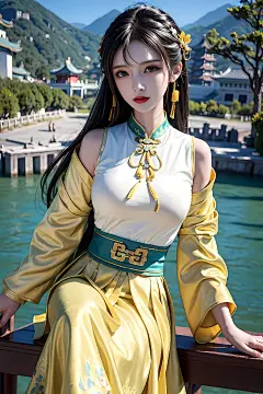 AI绘画-黄色旗袍-今日头条