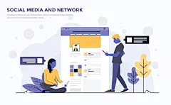 一组互联网扁平风插画素材下载[ai,eps,psd,jpg] | 云瑞