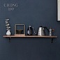 CHONG翀 实木一字搁板书架墙上置物架 整板胡桃木定制墙面隔板