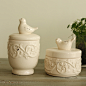 美式乡村家居饰品陶瓷装饰品 伊卡萌复古彩釉冰裂储物罐二件套