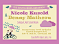 A wedding shower invite postcard for two bicycle lovers