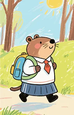 卡通水豚童趣插画