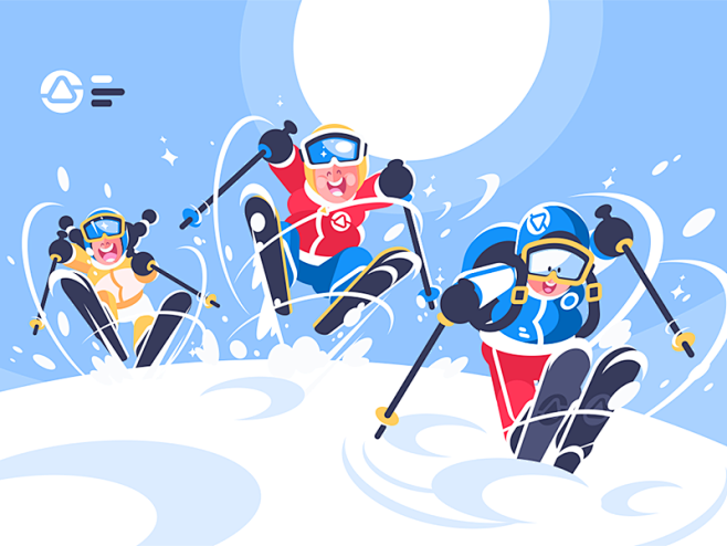 Happy children skiin...