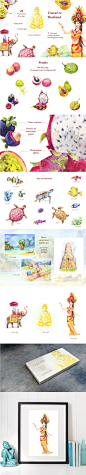 泰国风水彩素材 Set of 26 Thai watercolors  