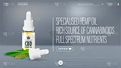 Gray banner for website with CBD oil bottle, pipet