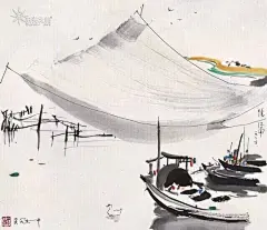 吴冠中【 简约～江南～ 】雨是江南的衣，江南是雨的故乡。江南的雨是诗人的泪，诗人的雨是江南最美的容颜。