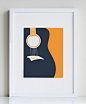 Music art, guitar wall art, modern art for kids - available in different colors and sizes. $22.00, via Etsy.