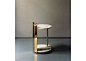 T8 Cosimo Table : Side table with Calacatta Gold Marble top and base and gold plated iron frame.