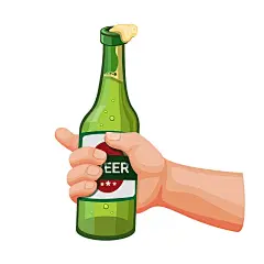 手握酒瓶玻璃啤酒酒精饮料图标插画下载