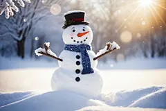 创意冬季雪人摄影图