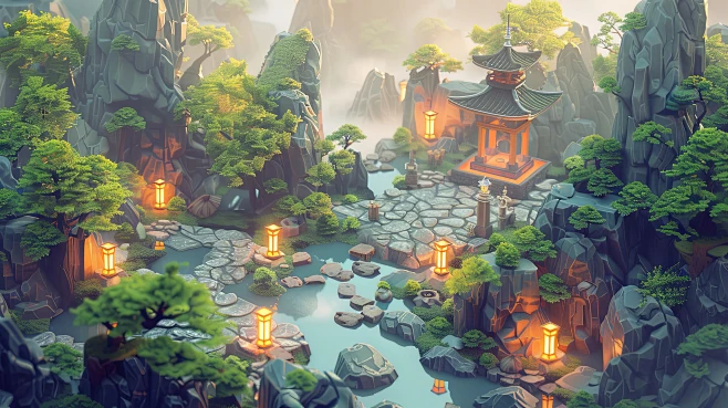 AI卡通游戏场景设定素材 高清背景环境壁纸插画设计 海报概念-淘宝网-花瓣网