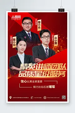 红金大气企业商务讲师人物组合团队海报