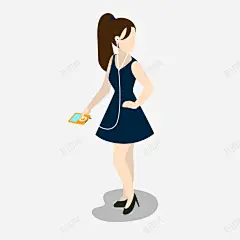 少女带耳机站立矢量图高清素材 免抠png 设计图片 免费下载 页面网页 平面电商 创意素材