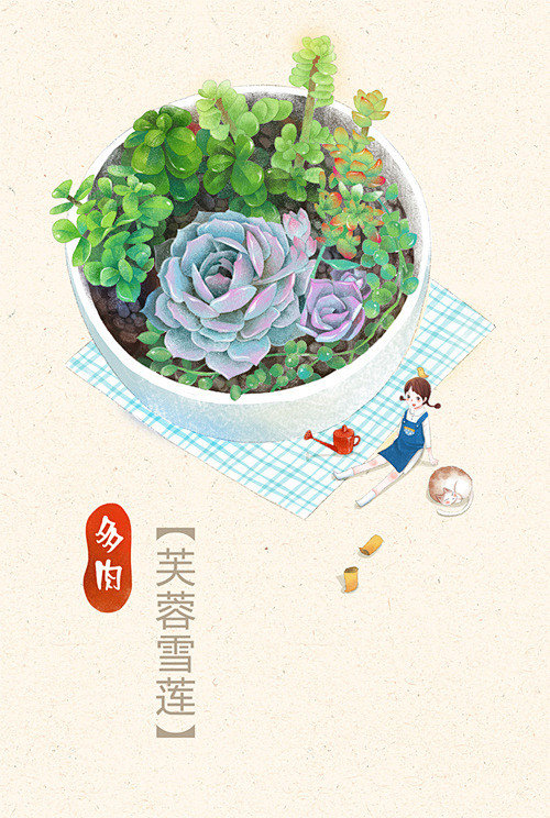 liz栗子  的插画 多肉植物 #小清新...