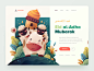 Eid al-Adha Mubarak Website Header texture uidesign procreate website sheep goat plants cow eid al adha green web design header illustration clean colorful character illustration character header illustration homepage landing page